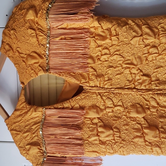 Vintage Pegah Fashions yellow dress, size 14. - Picture 6 of 7